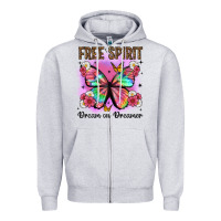 Heather Grey free spirit dream on dreamer Zipper Hoodie - Artiststas