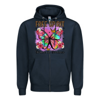 Navy free spirit dream on dreamer Zipper Hoodie - Artiststas