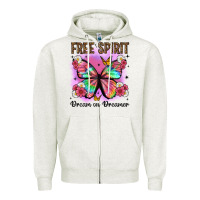 Oatmeal Heather free spirit dream on dreamer Zipper Hoodie - Artiststas