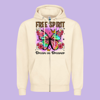 Free Spirit Dream On Dreamer Zipper Hoodie Designed By Artiststas