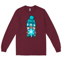 Burgundy winter gnome with snowflake Long Sleeve Tee - NancyCooperArtShop