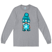 Heather Grey winter gnome with snowflake Long Sleeve Tee - NancyCooperArtShop