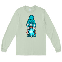Matcha winter gnome with snowflake Long Sleeve Tee - NancyCooperArtShop