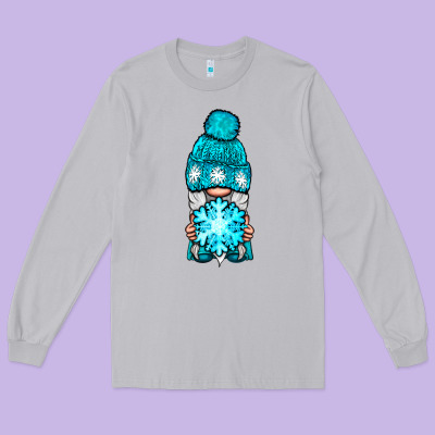 Winter Gnome With Snowflake Long Sleeve Tee Designed By Nancycooperartshop