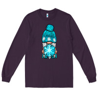 Plum winter gnome with snowflake Long Sleeve Tee - NancyCooperArtShop