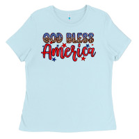 Baby Blue God bless America Ladies Tee - Neo Western