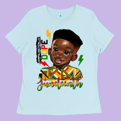 Juneteenth Black Boy Ladies Tee Designed By Hra Design Shop