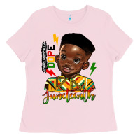Bubblegum Pink juneteenth black boy Ladies Tee - HRA Design Shop