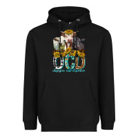Black Obsessive Cow Disorder with Cows Heavyweight Hoodie - texasbilliewilder