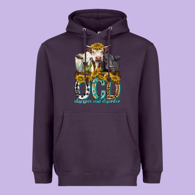 Obsessive Cow Disorder With Cows Heavyweight Hoodie Designed By Texasbilliewilder