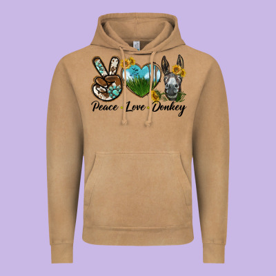 Peace Love Donkey Head Vintage Hoodie Designed By Lillyallendesigns