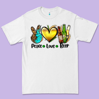 Peace Love Beer Premium Tee Designed By Adodesignshop