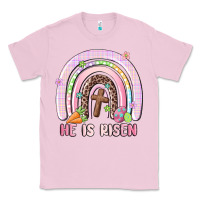 Bubblegum Pink he is risen easter rainbow Classic Tee - MaliasSmallBusiness