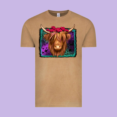 Halloween Highland Cow Vintage Tee Designed By Jasminsmagicworld