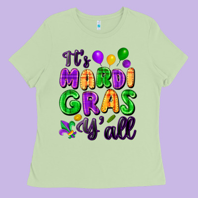 It's Mardi Gras Y'all Ladies Tee Designed By Fadigitalartstudio