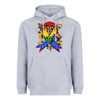 Heather Grey Pride ribbon Heavyweight Hoodie - NancyCooperArtShop