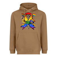 Toasted Coconut Pride ribbon Heavyweight Hoodie - NancyCooperArtShop