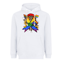 White Pride ribbon Heavyweight Hoodie - NancyCooperArtShop