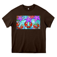 Chocolate Brown crab and starfish  cup Heavy Core Tee - BarkalooDesign