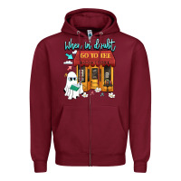 Burgundy when in doubt go to the bookstore Zipper Hoodie - Artiststas