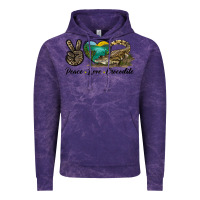 Cloud Purple Peace Love Crocodile Vintage Hoodie - LillyAllenDesigns