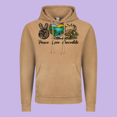 Peace Love Crocodile Vintage Hoodie Designed By Lillyallendesigns