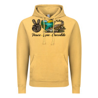 Vintage Mustard Peace Love Crocodile Vintage Hoodie - LillyAllenDesigns