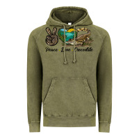 Vintage Olive Peace Love Crocodile Vintage Hoodie - LillyAllenDesigns