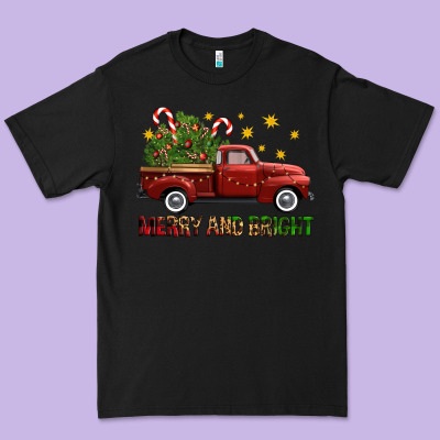 Merry And Bright Christmas Trees Truck Premium Tee Designed By Fadigitalartstudio