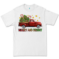 White Merry And Bright Christmas Trees Truck Premium Tee - FaDigitalArtStudio