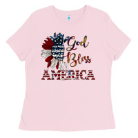 Bubblegum Pink god bless america Ladies Tee - JahusDesignShop