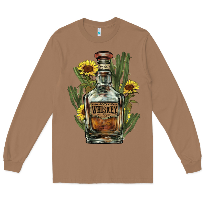 Western Whiskey Bottle Long Sleeve Tee by NancyCooperArtShop | Teevron