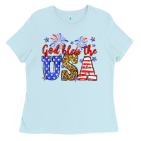 Baby Blue God bless the USA Ladies Tee - Neo Western