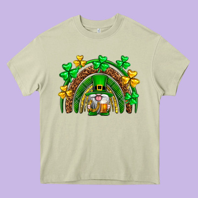 St. Patrick's Day Gnome Rainbow Heavy Core Tee Designed By Neo Western