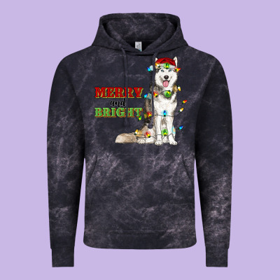 Merry And Bright Husky Vintage Hoodie Designed By Ranaportraitstore