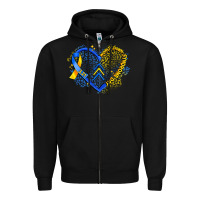 Black world down syndrome day heart Zipper Hoodie - Artiststas