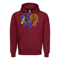 Burgundy world down syndrome day heart Zipper Hoodie - Artiststas