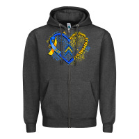 Charcoal Heather world down syndrome day heart Zipper Hoodie - Artiststas