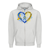 Dove Grey world down syndrome day heart Zipper Hoodie - Artiststas