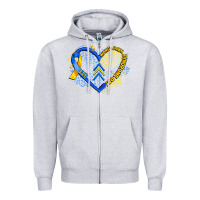 Heather Grey world down syndrome day heart Zipper Hoodie - Artiststas