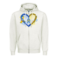 Oatmeal Heather world down syndrome day heart Zipper Hoodie - Artiststas