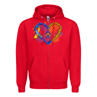 Red world down syndrome day heart Zipper Hoodie - Artiststas