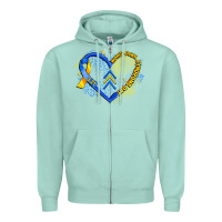 Seafoam world down syndrome day heart Zipper Hoodie - Artiststas