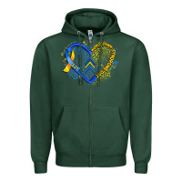 Sports Green world down syndrome day heart Zipper Hoodie - Artiststas