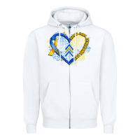 White world down syndrome day heart Zipper Hoodie - Artiststas