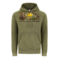 Vintage Olive Peace Love Green Chameleon Lizard Vintage Hoodie - LillyAllenDesigns