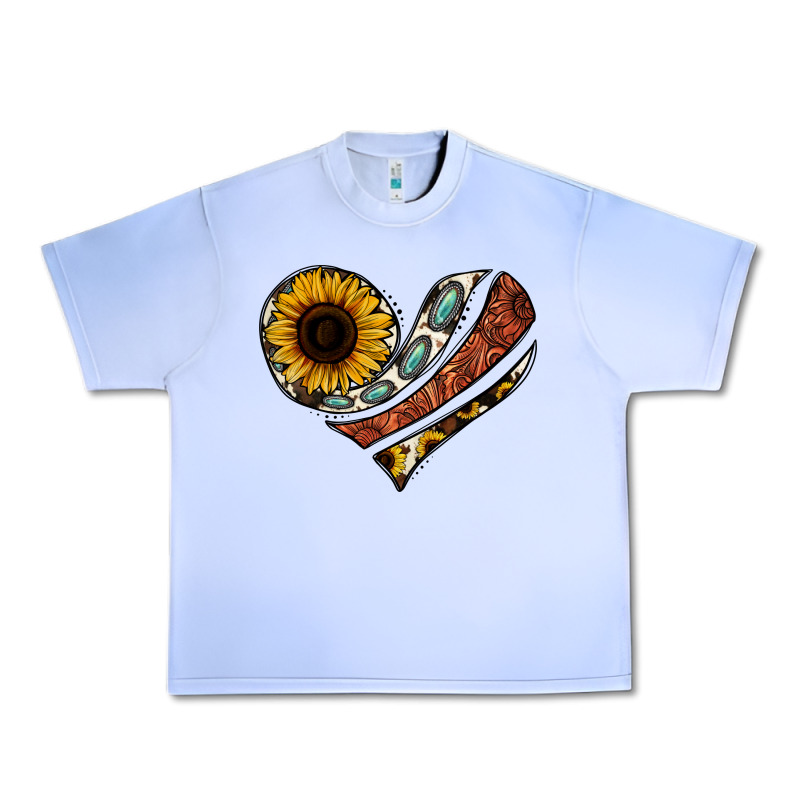 Western Sunflower Cowhide  Heart Urban Heavy Tee by Jasminsmagicworld | Teevron