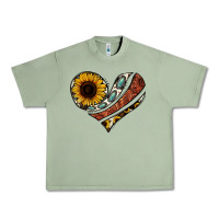 Oil Green western sunflower cowhide  heart Urban Heavy Tee - Jasminsmagicworld