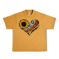 Peanut Butter western sunflower cowhide  heart Urban Heavy Tee - Jasminsmagicworld