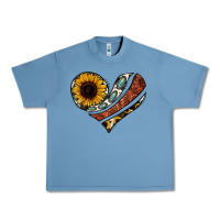 Pebble Blue western sunflower cowhide  heart Urban Heavy Tee - Jasminsmagicworld